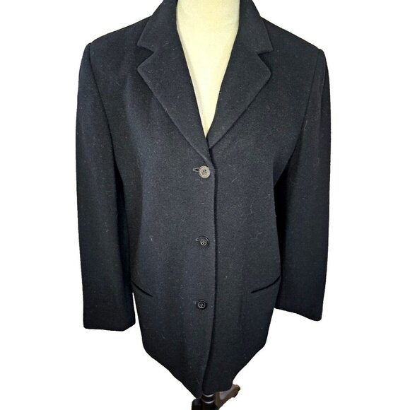 VTG HB ll by Harve Benard Holtzman Wool Nylon Cashmere Blazer Womens Sz 10 Black - Picture 2 of 8